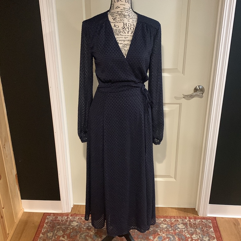 H&M Navy Wrap Midi Dress